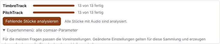 Analysefenster einer Sammlung